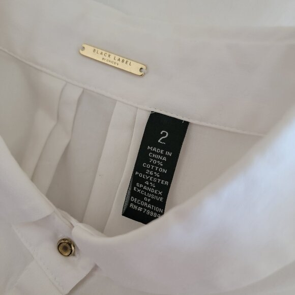 Black Label by Chico’s White Long Shirt Dress Tunic Top Lace Sleeves Size 2 Lg. - Picture 1 of 16